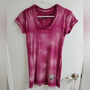 Affliction Women's Magenta Short Sleeve Tee